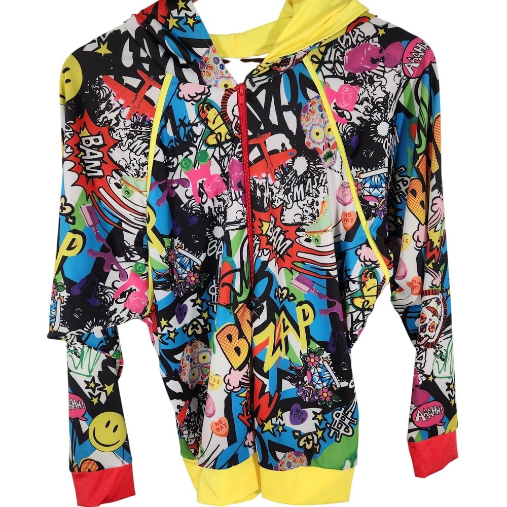 Revolution Dancewear Comic Print Hoodie Hip Hop Dance Jacket Size XL